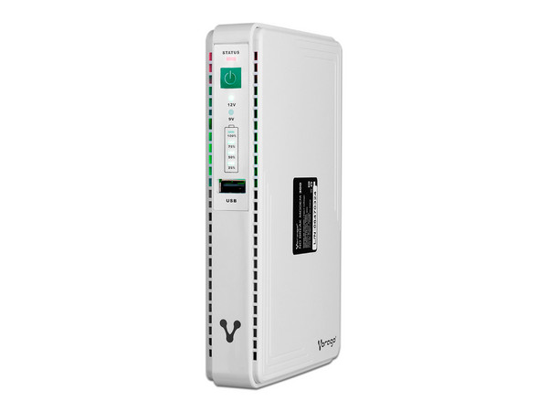 Mini No-Break Vorago NBM-300 para Modem, 21W, Batería de 8800 mAh, PoE RJ-45, USB. Color Blanco.
