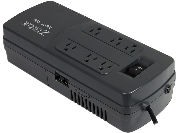 UPS Zigor Ebro 400 de 180W (400VA), con 6 contactos Nema 5-15R.