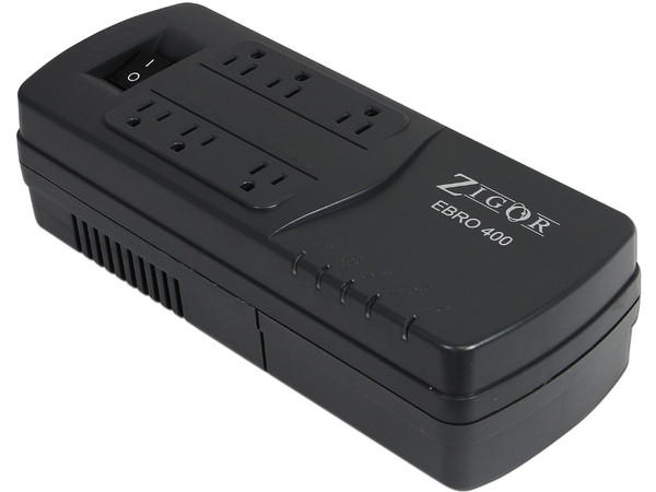UPS Zigor Ebro 400 de 180W (400VA), con 6 contactos Nema 5-15R.