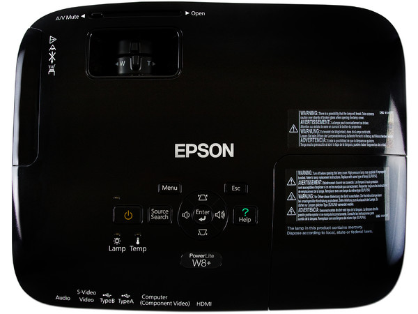 Proyector Epson PowerLite W8+, Resolución de 1280x800 y 2,500 lúmenes.