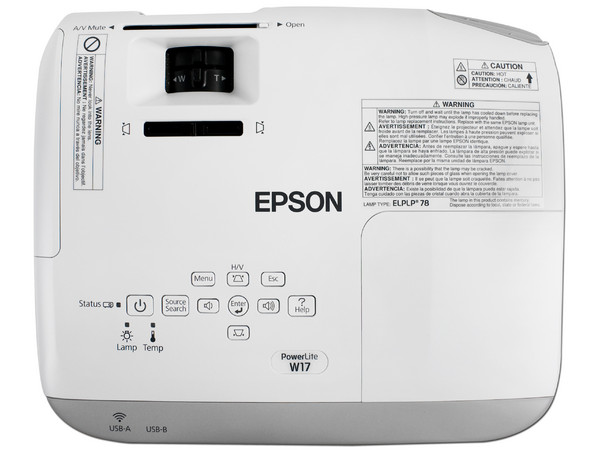 Proyector Epson PowerLite W17, Resolución de 1280 x 800, Contraste 10,000:1 y 2,800 ANSI-Lumens.
