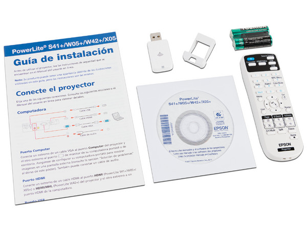 Proyector Epson Power Lite W05+, resolución de 1280 x 800, Contraste 15,000:1 y 3,300 Lumens.