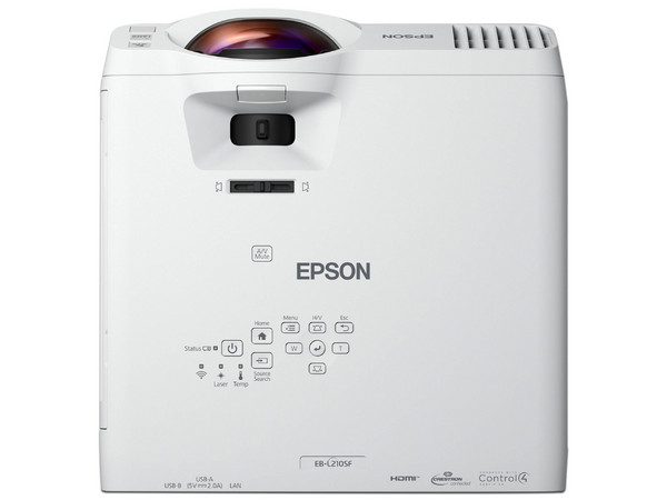 Proyector Epson PowerLite EBL210SF, 
Resolución FullHD de 1920 x 1080, 
Contraste 2,500,000:1 y 4,000 ANSI-Lumens, 
Wi-Fi.