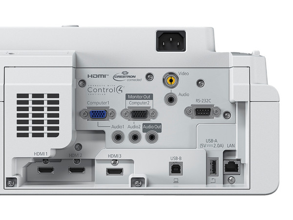 Proyector EPSON BrightLink 770Fi: 
Resolución Full HD 1920 x 1080, 
Contraste 2500000:1, 
4,100 ANSI-Lumens, 
Color Blanco.