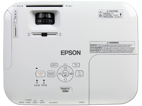 Proyector Epson PowerLite X14+, Resolución de 1024 x 768, Contraste 3000:1 y 3,000 ANSI-Lumens.