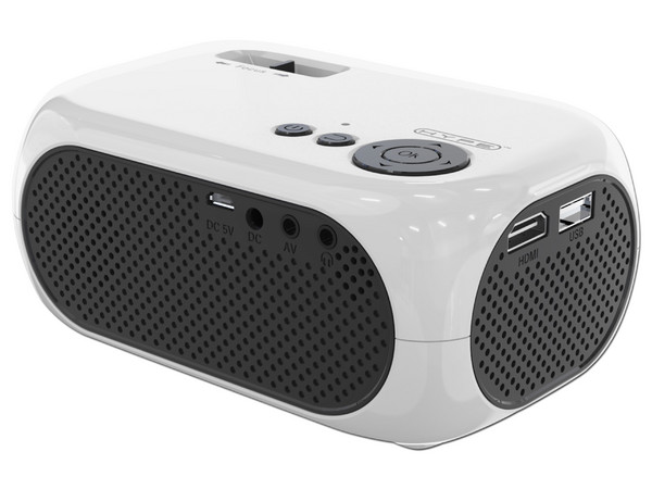 Mini Proyector LED HYPE M24, Resolución 800 x 480, Contraste 1000:1 y 1200 Lúmenes, Bluetooth, HDMI, Control Remoto. Color Blanco.