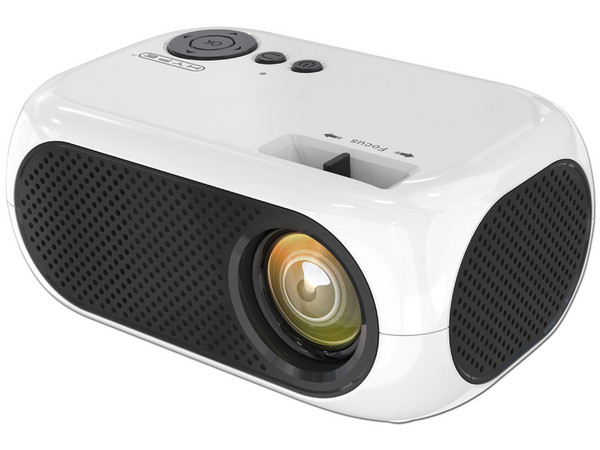 Mini Proyector LED HYPE M24, Resolución 800 x 480, Contraste 1000:1 y 1200 Lúmenes, Bluetooth, HDMI, Control Remoto. Color Blanco.