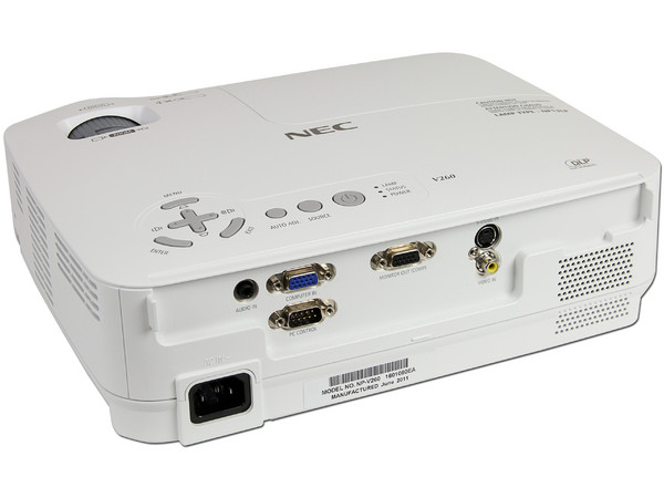 Proyector NEC V260, Resolución de 800 x 600 y 2600 ANSI lúmenes, 3D Ready.