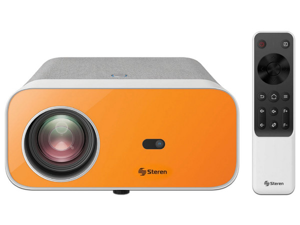 Proyector Multimedia Steren, 
Full HD 1920 x 1080p, 
Brillo de 300 lm, Contraste 1000:1, 
Wi-Fi, Bluetooth.