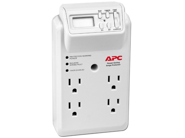 Protector contra Sobretención APC con Temporizador, para pared de 4 Tomacorrientes.