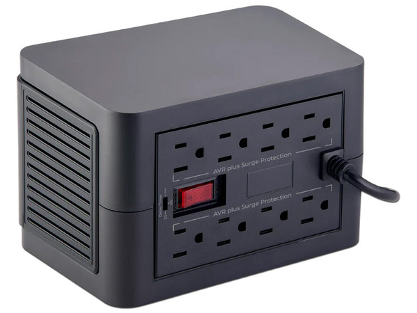 Regulador Acteck RV1200 de 500W/1200VA, 8 contactos NEMA 15-R, 2 puertos USB.