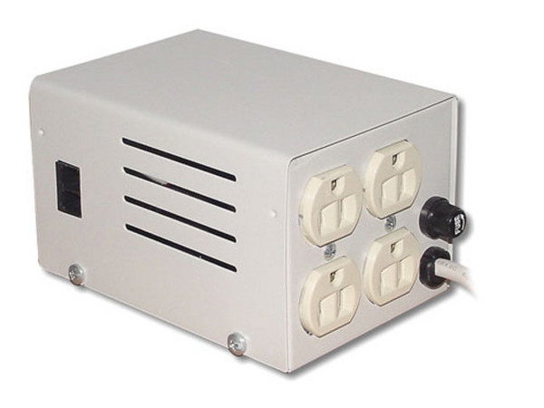 Regulador Slim EME 1000, 1 KVA con 4 contactos y protector de línea telefónica