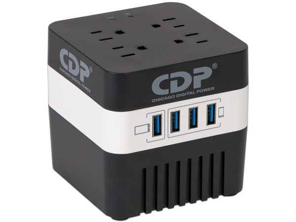 Regulador CDP RU-AVR604 de 600VA / 300W con 4 contactos y 4 puertos USB.