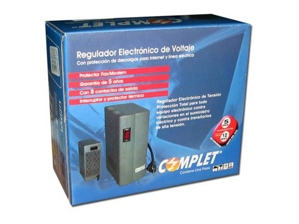 Regulador Complet 1300VA, 8 Contactos + Protección para Teléfono