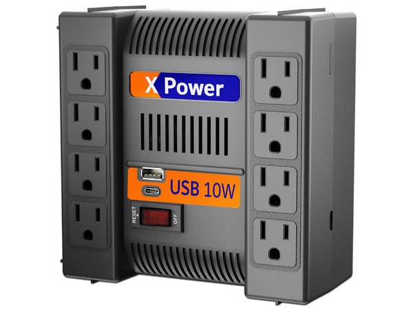 Regulador Complet XPOWER 1300, de 1300VA/650W con 8 contactos, USB tipo A y 1 USB tipo C.