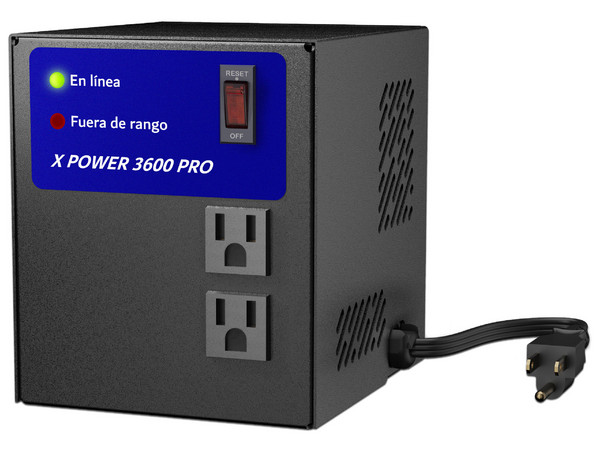 Regulador de Voltaje Complet XPower 3600 Pro ERV-9-006, 3600VA (1800W), 2 Contactos NEMA 5-15R. Color Negro.