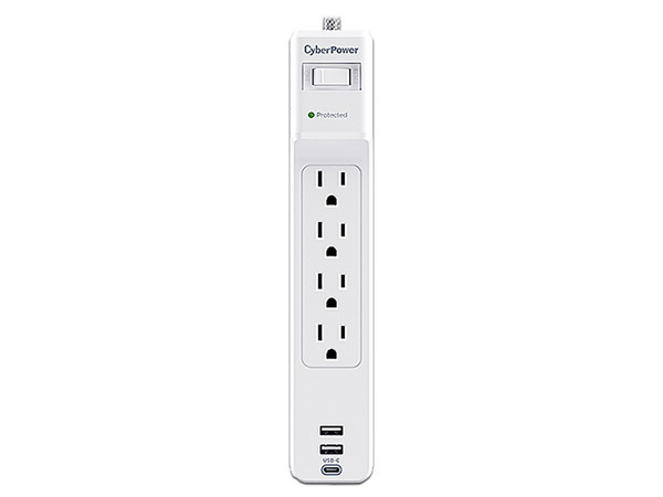 Multicontacto CyberPower P405UC de 4 Contactos,, 2 Puertos USB Tipo A, Puerto USB Tipo C, 125V, Color Blanco.