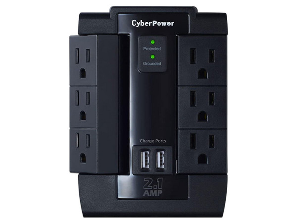 Multicontacto con supresor de picos CyberPower P600WSURC1 con 6 contactos NEMA 5-15R.