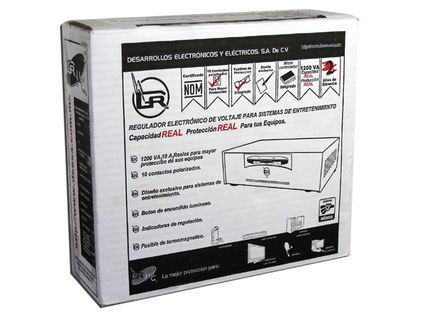 Regulador de Voltaje GR para Computadoras, consolas de Videojuegos y TVs, 10 contactos, 1200VA Reales