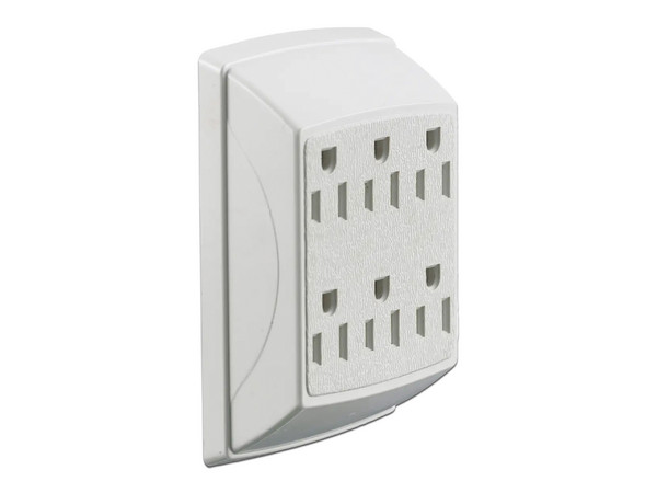 Multicontacto Duplex HUBBELL HUB-RT-600-W con 6 contactos Nema 5-15. Color Blanco