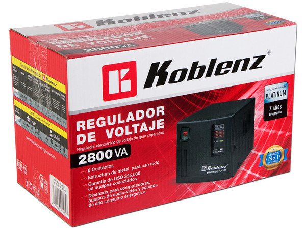 Regulador Koblenz ER-2800 de 2800VA/2000W con 6 contactos.