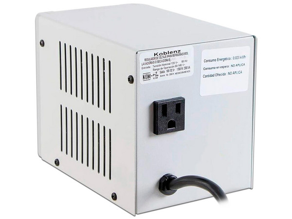 Regulador Koblenz RI-2502 de 2000VA/1500W con 1 contacto, para Refrigeración y Lavado. Color Blanco.