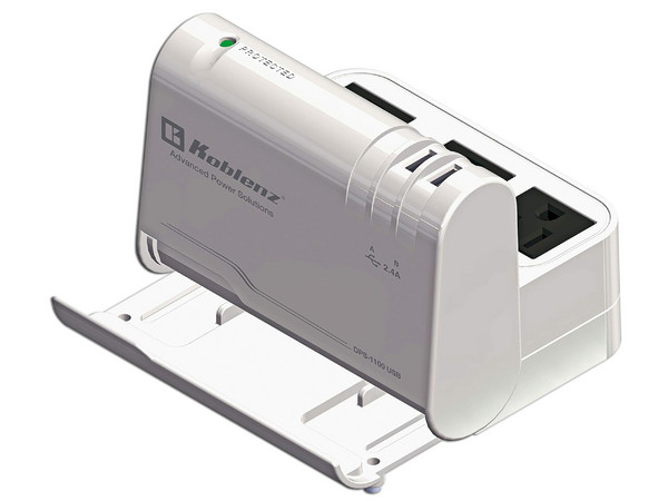 Regulador Koblenz DPS-1100, 3 Contactos NEMA 5-15R, puertos USB-C y 1 puerto USB, 10A, 1100J.
