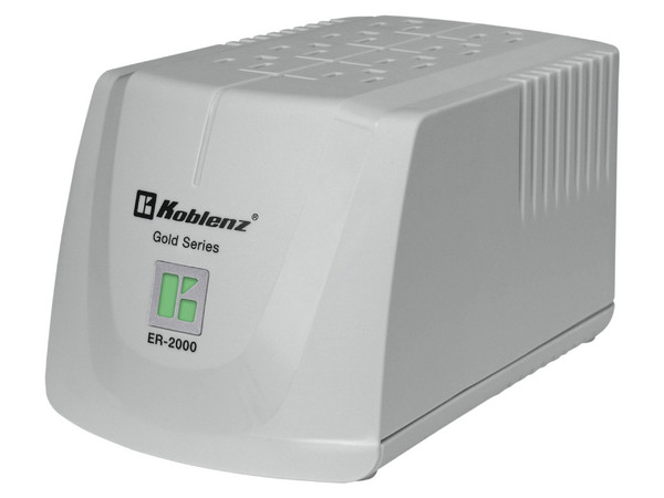 Regulador Koblenz ER-2000 2000VA/800W con 8 contactos. Color Blanco.
