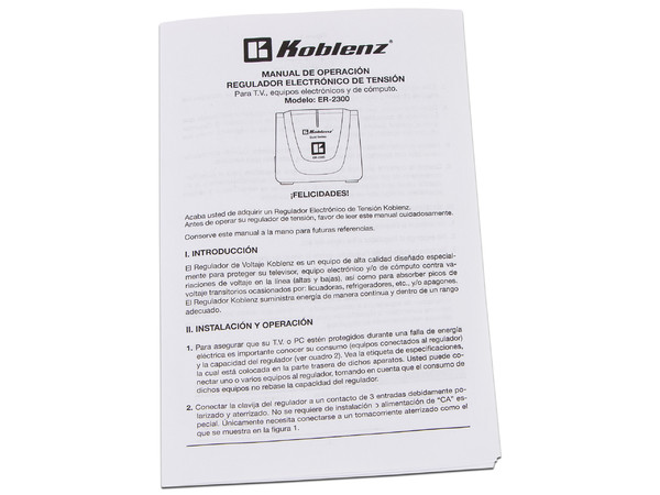 Regulador Koblenz 2300VA/1000W con 8 contactos.