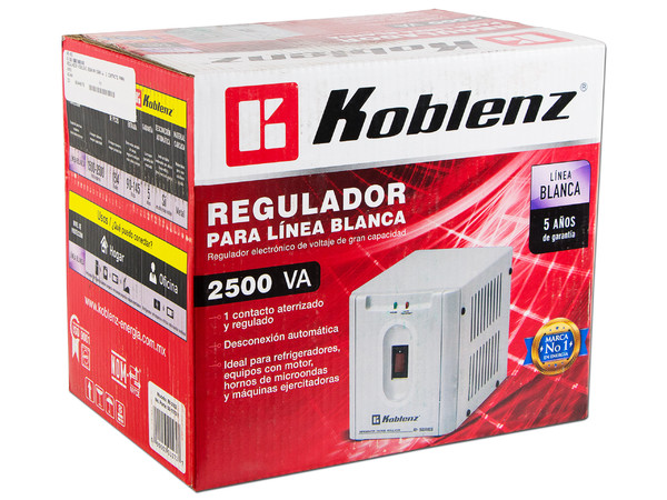 Regulador Koblenz RI-2502 para Refrigeración y Equipos con Motor, 2500 VA / 1500 W con 1 conexiones Nema 5-15R.