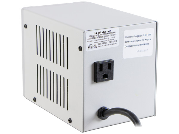 Regulador Koblenz RI-2502 para Refrigeración y Equipos con Motor, 2500 VA / 1500 W con 1 conexiones Nema 5-15R.