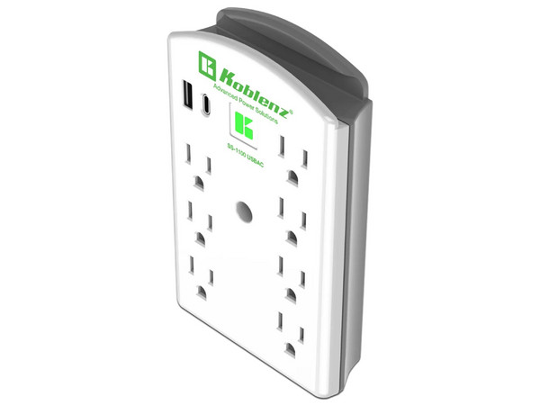 Multicontacto Koblenz SS-1100 USB CA, 7 Entradas NEMA 5-15R, 1 Puerto USB Tipo C, 1 Puerto USB Tipo A. Color Blanco.