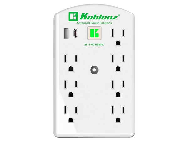 Multicontacto Koblenz SS-1100 USB CA, 7 Entradas NEMA 5-15R, 1 Puerto USB Tipo C, 1 Puerto USB Tipo A. Color Blanco.