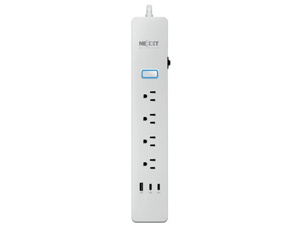 Multicontacto Nexxt NHP-E710, 4 Puertos NEMA 5-15R, 1 Puerto USB Tipo A, 2 Puertos USB Tipo C. Color Blanco.