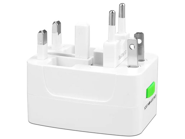 Adaptador Lagom TravelADPL Para Contactos, Convertidor Internacional, Salida Europea, USA y UK, 127v. Color Blanco