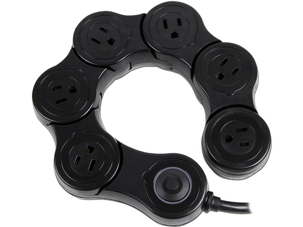 Multicontacto Flexible Quirky Pivot Power de 6 Contactos. Color Negro