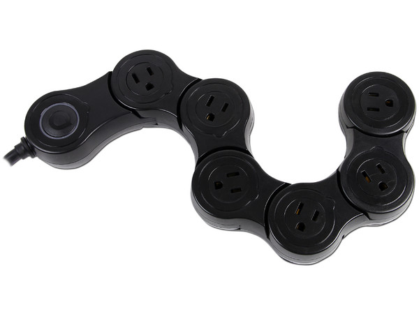 Multicontacto Flexible Quirky Pivot Power de 6 Contactos. Color Negro