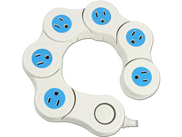 Multicontacto Flexible Quirky Pivot Power de 6 Contactos. Color Blanco 
