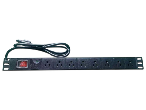PDU Barra Multicontactos SAXXON PDU08-10A de 8 salidas, Protección contra Rayos, Color Negro.