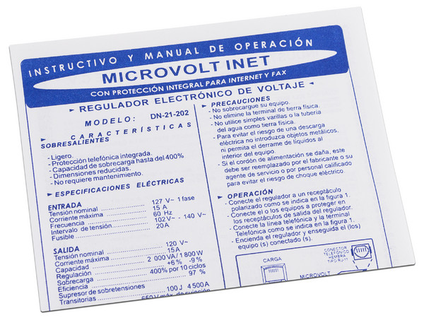 Regulador Sola Basic Microvolt 2KVA, DN-21-202 con 4 contactos.