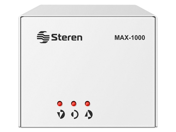 Regulador de Voltaje STEREN MAX-1000, 120V (1000W), 4 Contactos NEMA 5-15R. Color Negro.