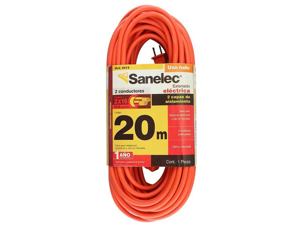 Extensión PVC Uso Rudo Santul, 20 Metros, Color Naranja.