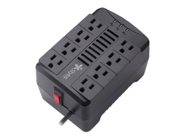 Regulador De Voltaje Stylos STRE650B De 1200VA/650W, 8 Contactos. Color Negro