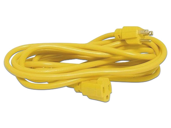 Extensión Eléctrica de Uso Rudo Aterrizada 7.6 metros, 127 V CA 10 A Máximo, Color Amarillo.