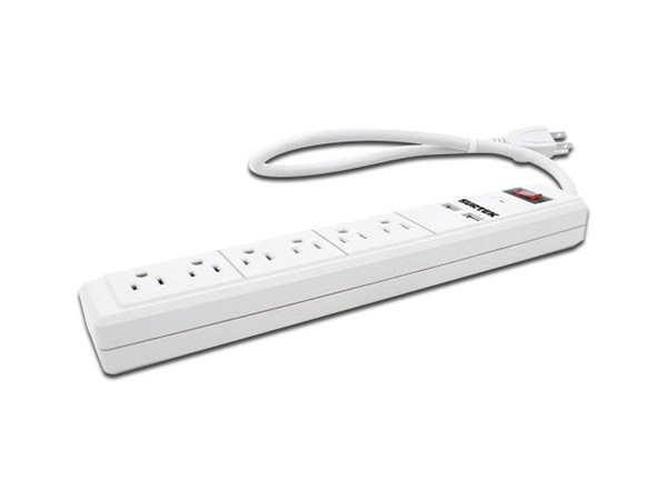 Multicontacto Surtek SYS-136204, 2 x USB, 3000 Joules con 6 Contactos.