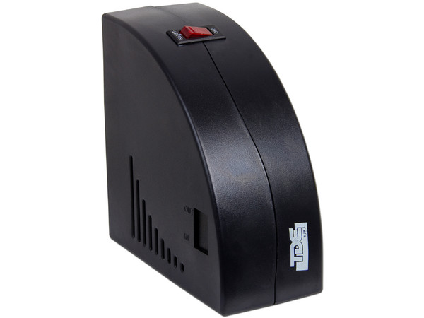 Regulador de Voltaje TDE de 1KVA, Diseño Curvo, Color Negro, 4 Contactos + Protección para Teléfono
