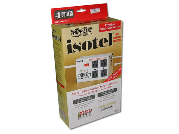 TRIPPLITE ISOTEL 4 ULTRA, Supresor de Picos y Ruidos con 2 bancos de filtros aislados, 4 contactos.