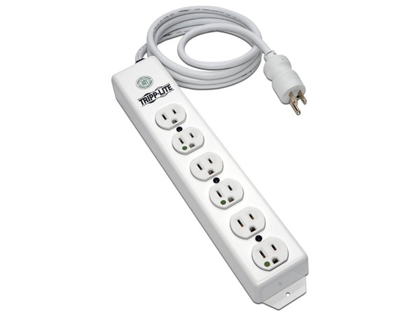 Supresor de picos Tripp-Lite 1363 de Grado Médico, 6 contactos de aterrizados, 1800 Watts, 15A. Color Gris.