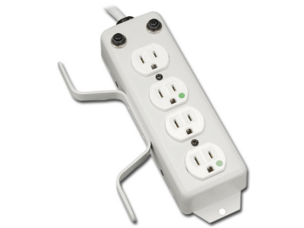 Multicontacto con supresor de picos TrippLite de 4 contactos de grado hospitalario.