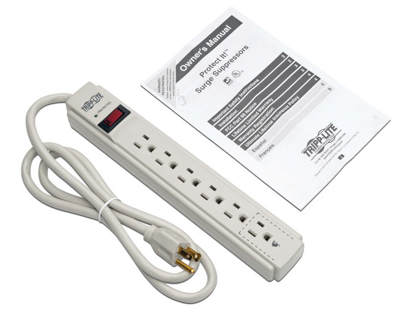 Multicontacto con supresor de picos TrippLite de 6 contactos.